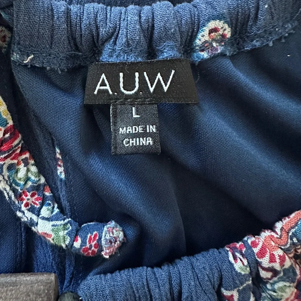 Women’s AUW Bohemian Navy Floral Halter Midi Dress size L - Picture 12 of 14